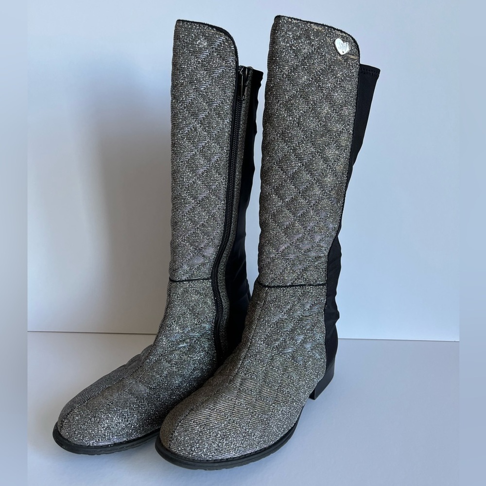 Stuart Weitzman Girls 50/50 Riding Boots Glitter Shimmer Size 5